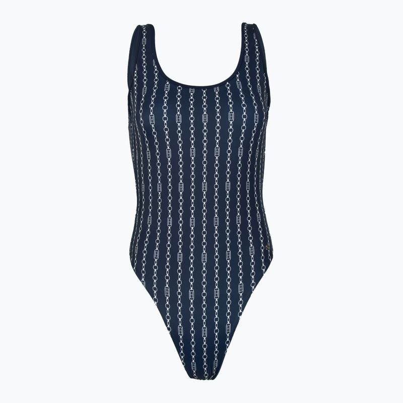 Strój kapielowy jednoczęściowy damski Tommy Hilfiger One Piece Print (Ext) flag chain dark night navy