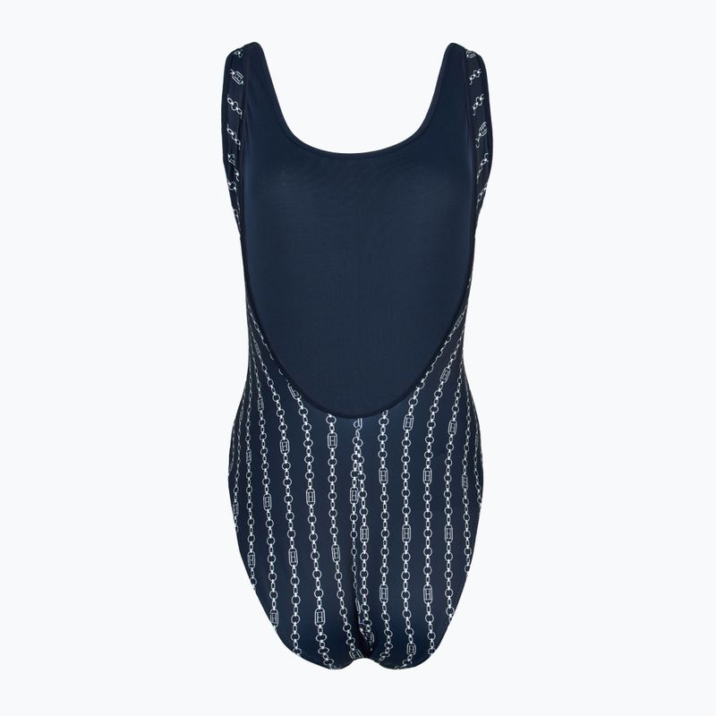 Strój kapielowy jednoczęściowy damski Tommy Hilfiger One Piece Print (Ext) flag chain dark night navy 2