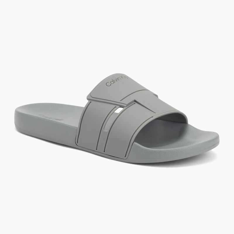 Klapki męskie Calvin Klein HM0HM01752 Pool Slide Double T granite road