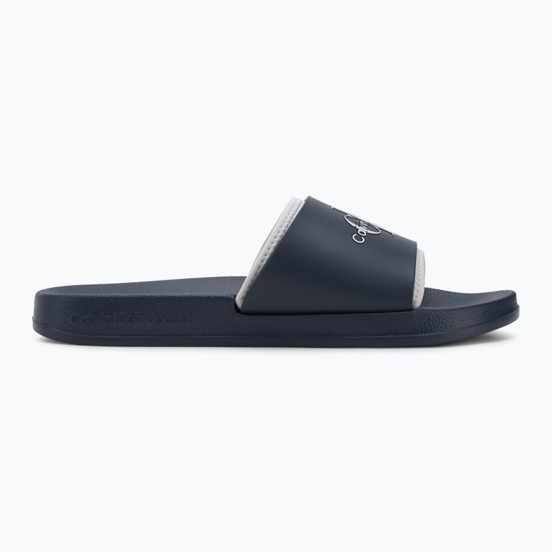 Klapki męskie Calvin Klein YM0YM00361 Slide Rubber Neoprene Monologo navy/oyster mushroom 2