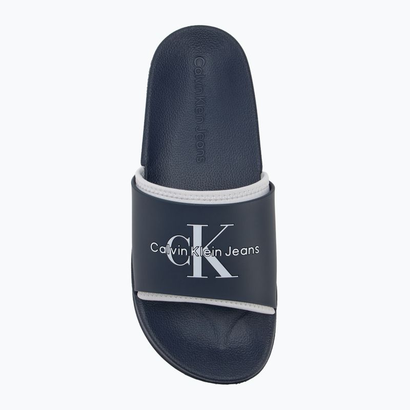 Klapki męskie Calvin Klein YM0YM00361 Slide Rubber Neoprene Monologo navy/oyster mushroom 5