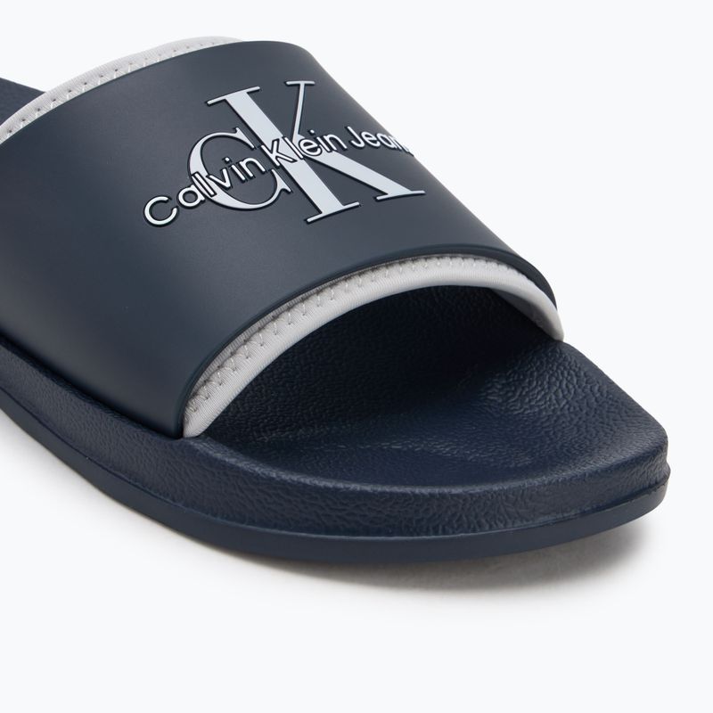 Klapki męskie Calvin Klein YM0YM00361 Slide Rubber Neoprene Monologo navy/oyster mushroom 7