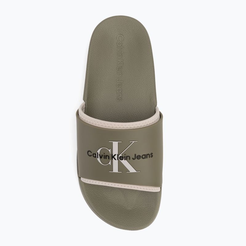 Klapki męskie Calvin Klein YM0YM00361 Slide Rubber Neoprene Monologo mermaid/eggshell 5