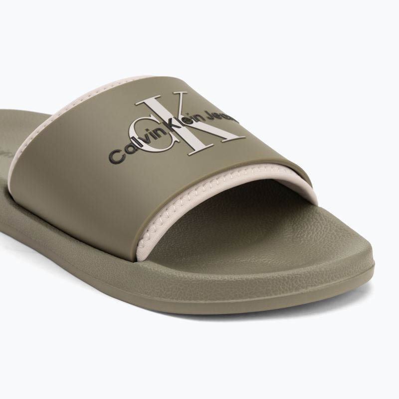 Klapki męskie Calvin Klein YM0YM00361 Slide Rubber Neoprene Monologo mermaid/eggshell 7