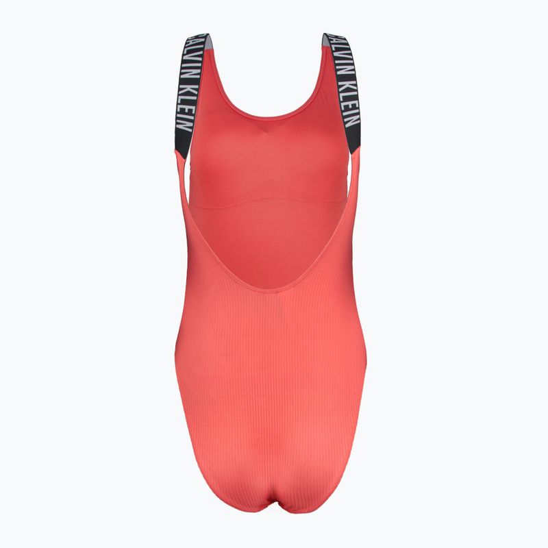 Strój kąpielowy jednoczęściowy damski Calvin Klein KW0KW02754 Intense Power Rib Scoop Back One Piece-RP dazzling coral 2