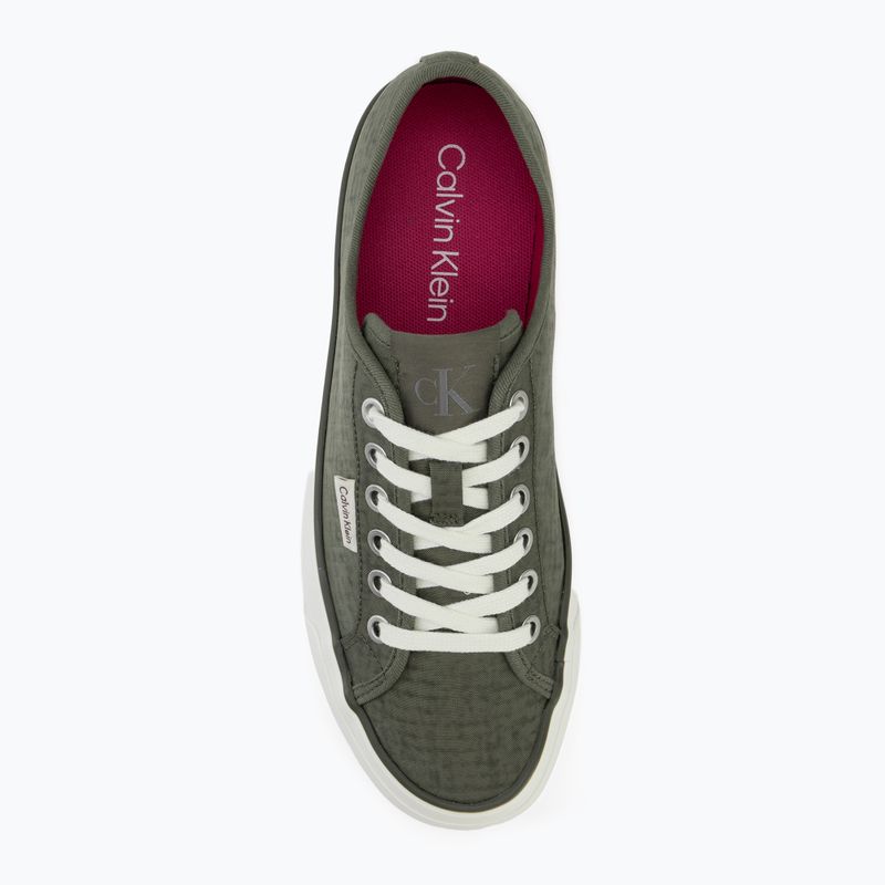 Buty damskie Calvin Klein HW0HW02970 Vulc Flatf Laceup Ripst deep lichen green/pink yarrow 5