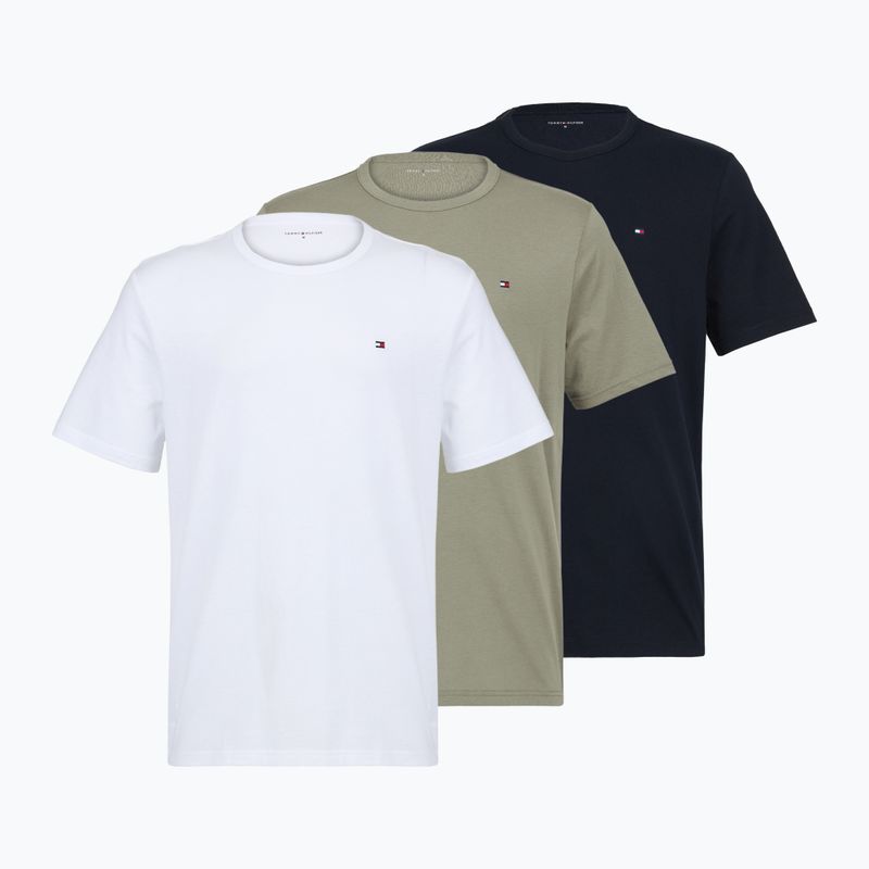 Koszulka męska Tommy Hilfiger Cotton Short 3 pack navy blue/utility sage/white