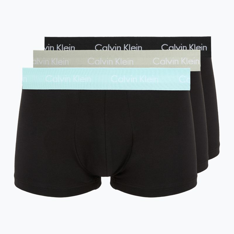 Bokserki męskie Calvin Klein 0000U2664G Low Rise Trunk 3 pary black w plume wb/ black w misty sag