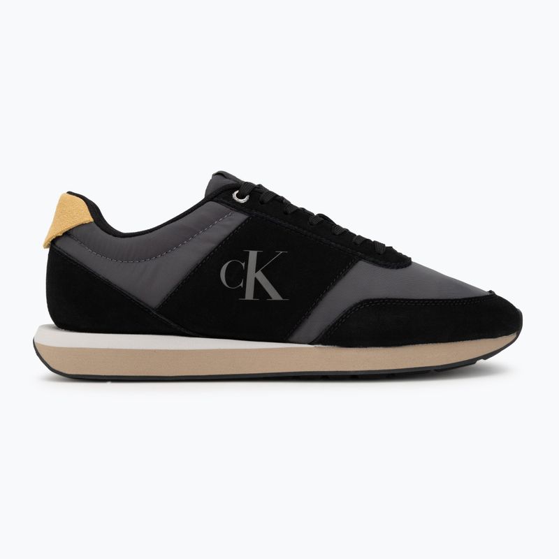 Buty męskie Calvin Klein HM0HM02212 Retro Runner Bans Leather Suede black/iron gate/amber gold 2