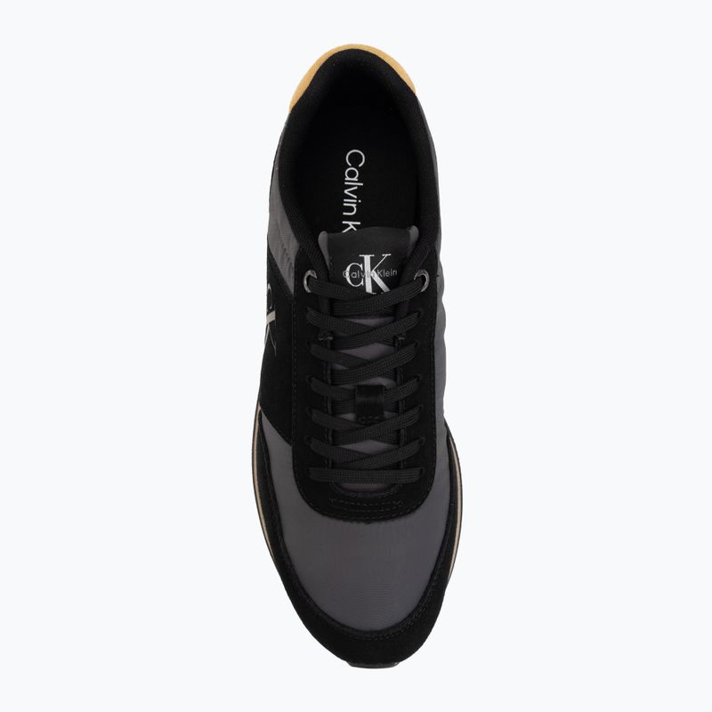 Buty męskie Calvin Klein HM0HM02212 Retro Runner Bans Leather Suede black/iron gate/amber gold 5