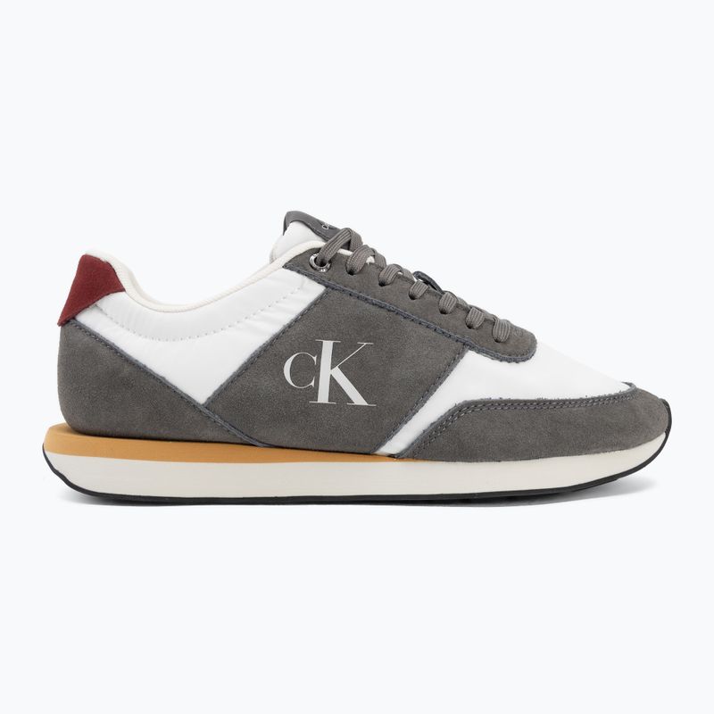 Buty męskie Calvin Klein HM0HM02212 Retro Runner Bans Leather Suede granite gray/white/rhubarb 2