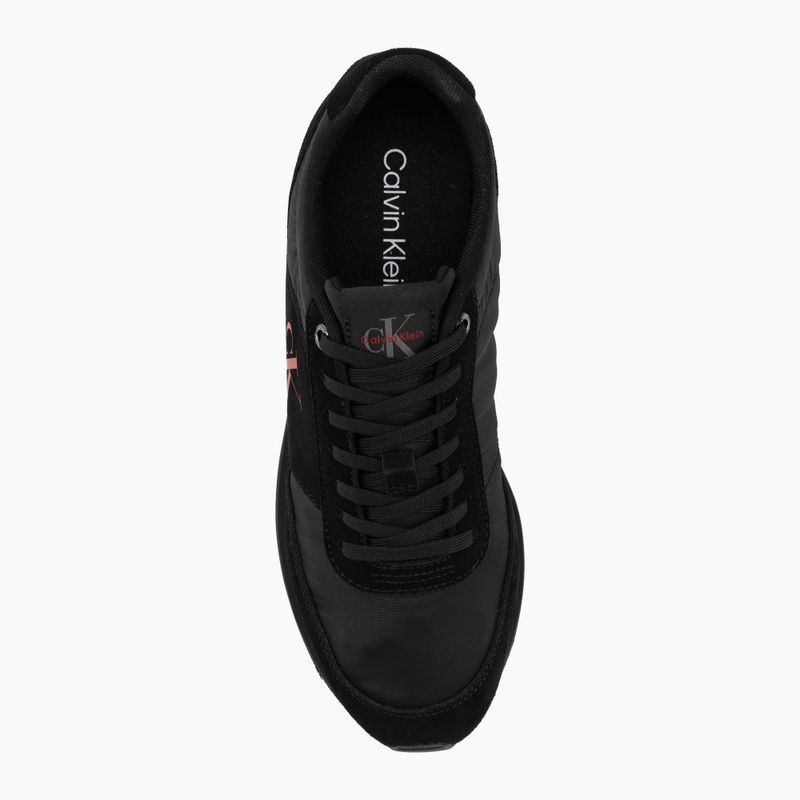 Buty męskie Calvin Klein HM0HM02212 Retro Runner Bans Leather Suede triple black/adrenaline rush 5