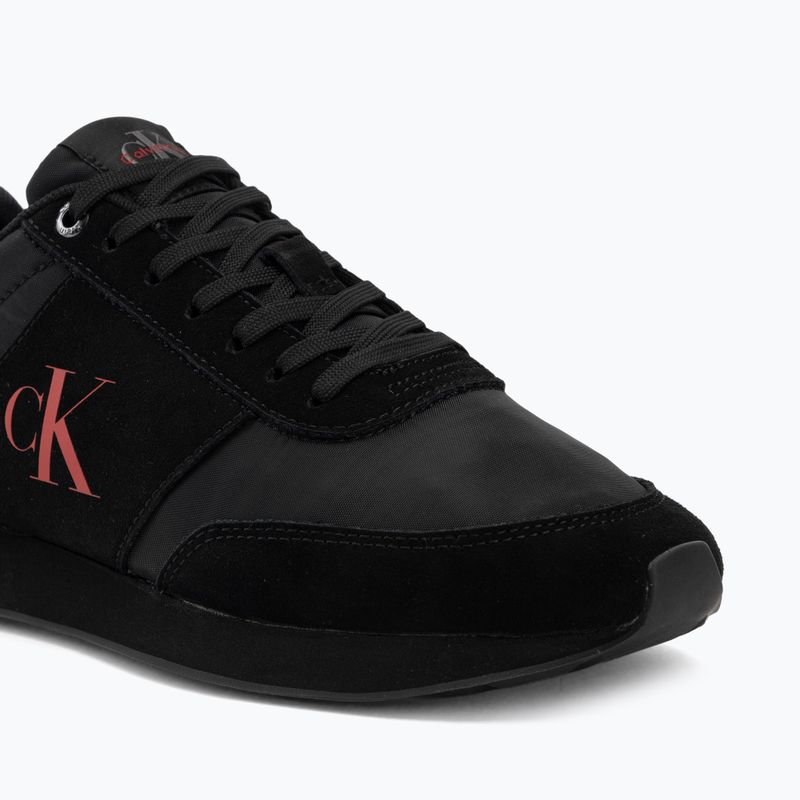 Buty męskie Calvin Klein HM0HM02212 Retro Runner Bans Leather Suede triple black/adrenaline rush 7