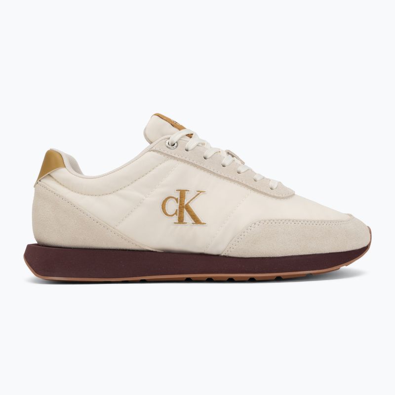 Buty męskie Calvin Klein YM0YM01361 Retro Runner Ess Mix Mat white swan/tofu/amber gold 2