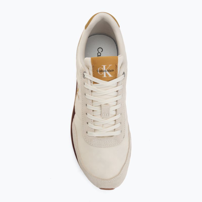 Buty męskie Calvin Klein YM0YM01361 Retro Runner Ess Mix Mat white swan/tofu/amber gold 5