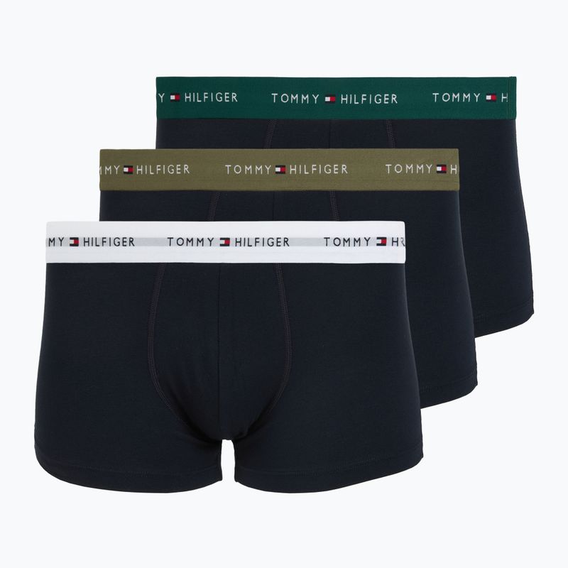 Bokserki męskie Tommy Hilfiger Trunk WB 3 pack nb//white/orna green/utility olive