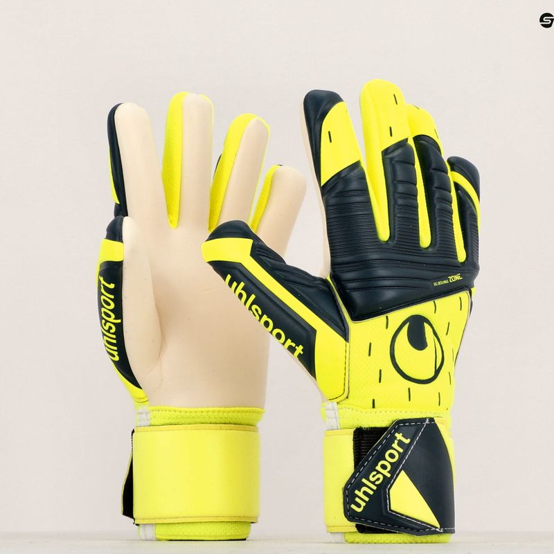 Rękawice bramkarskie dziecięce uhlsport Classic Absolutgrip Hn Pro Jr. neonowe żółte/granatowe/białe 4