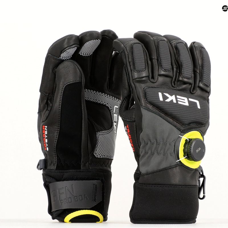Rękawice narciarskie męskie LEKI Griffin Tune 3D Boa black/graphite/ice lemon 9