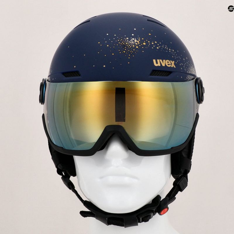 Kask narciarski UVEX Wanted Visor WE polar sparkles/gold matt/mirror gold smoke 11