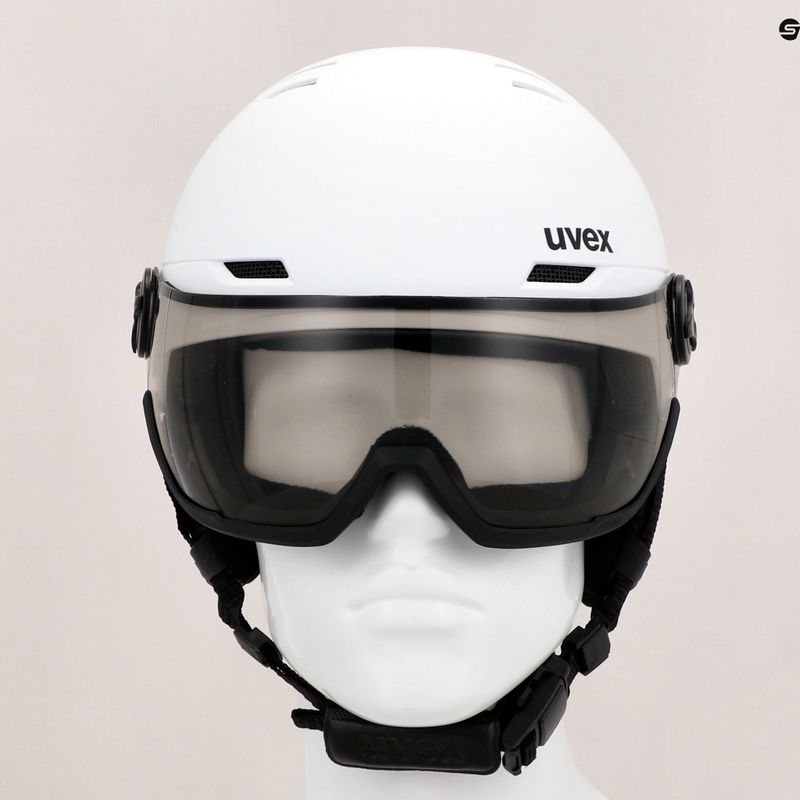 Kask narciarski UVEX Wanted Visor V white matt/variomatc smoke 12