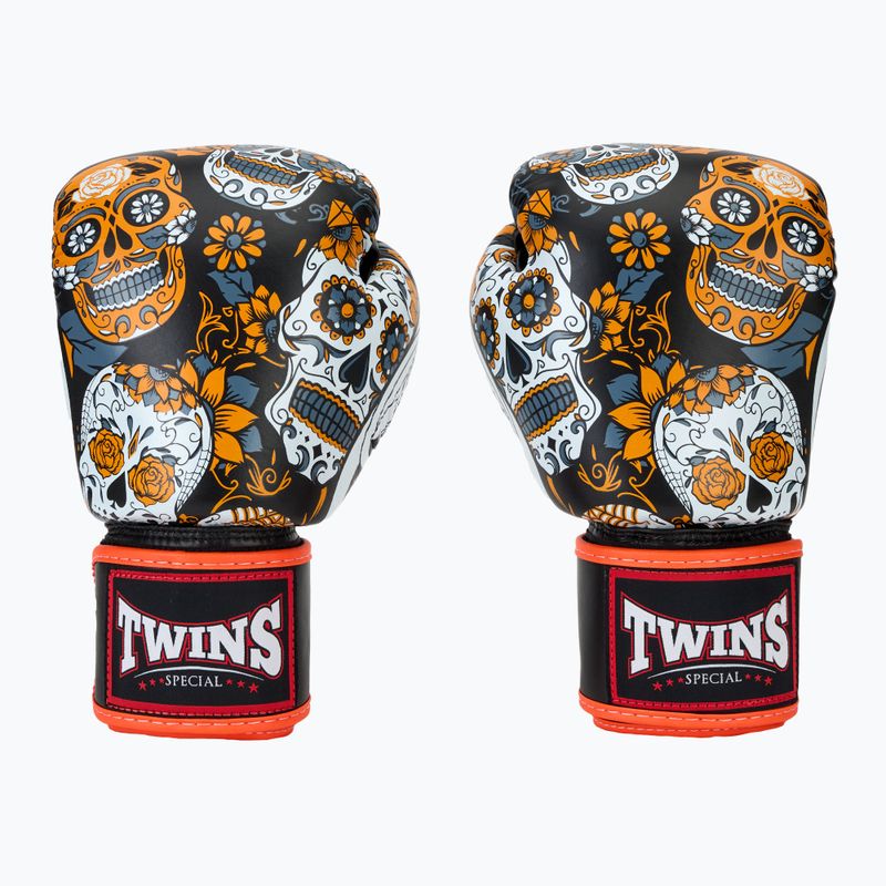 Rękawice bokserskie Twins Special Fancy FBGVL3-53 Skull orange/black