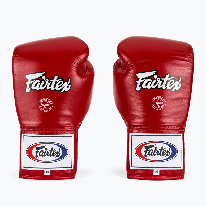 Rękawice bokserskie Fairtex Pro Competition Locked Thumb Leather red 2