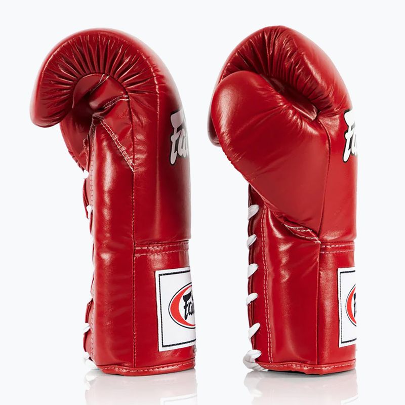 Rękawice bokserskie Fairtex Pro Competition Locked Thumb Leather red 3