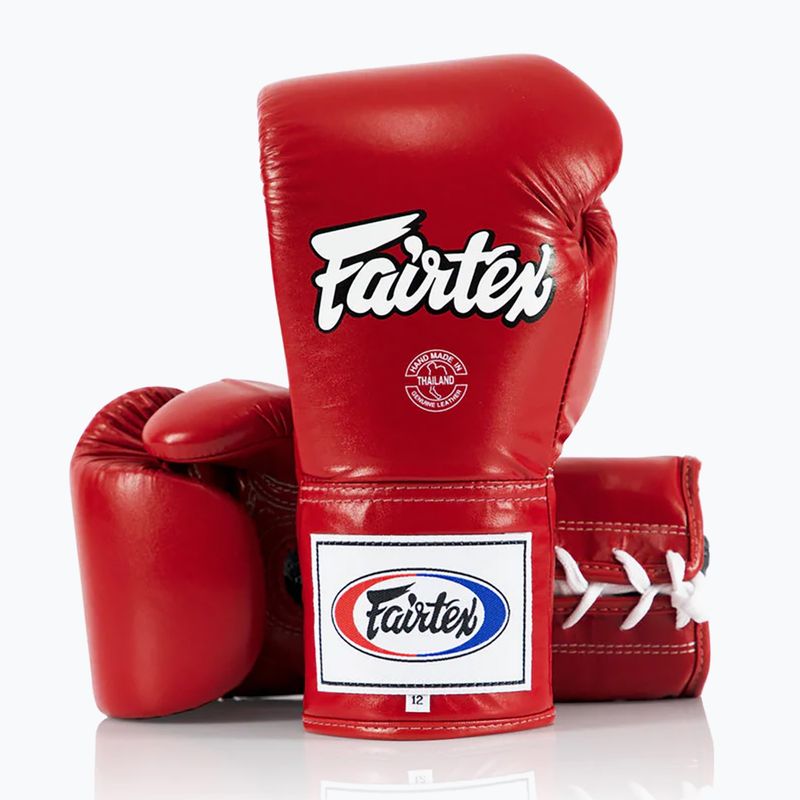 Rękawice bokserskie Fairtex Pro Competition Locked Thumb Leather red 4
