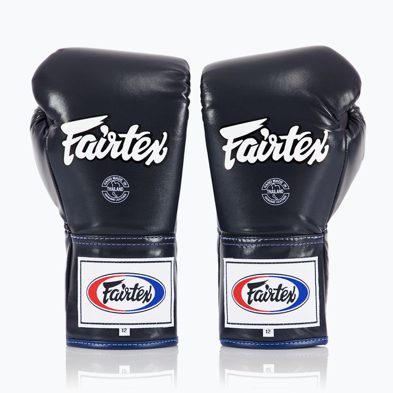 Rękawice bokserskie Fairtex Pro Competition Locked Thumb Leather blue