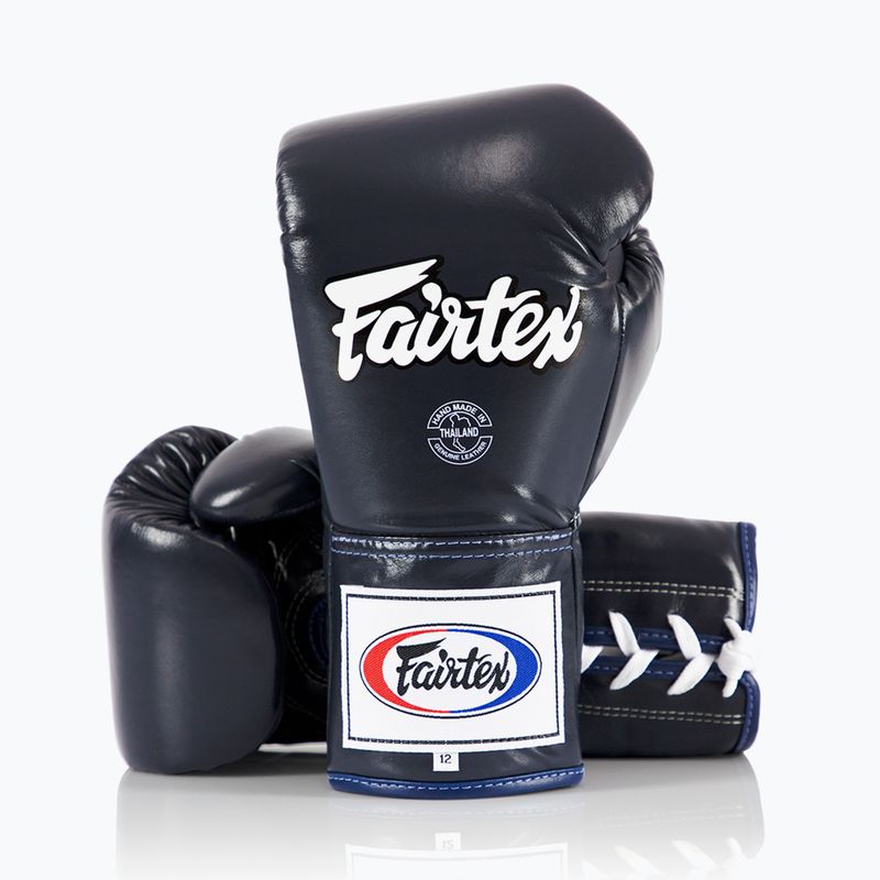 Rękawice bokserskie Fairtex Pro Competition Locked Thumb Leather blue 4