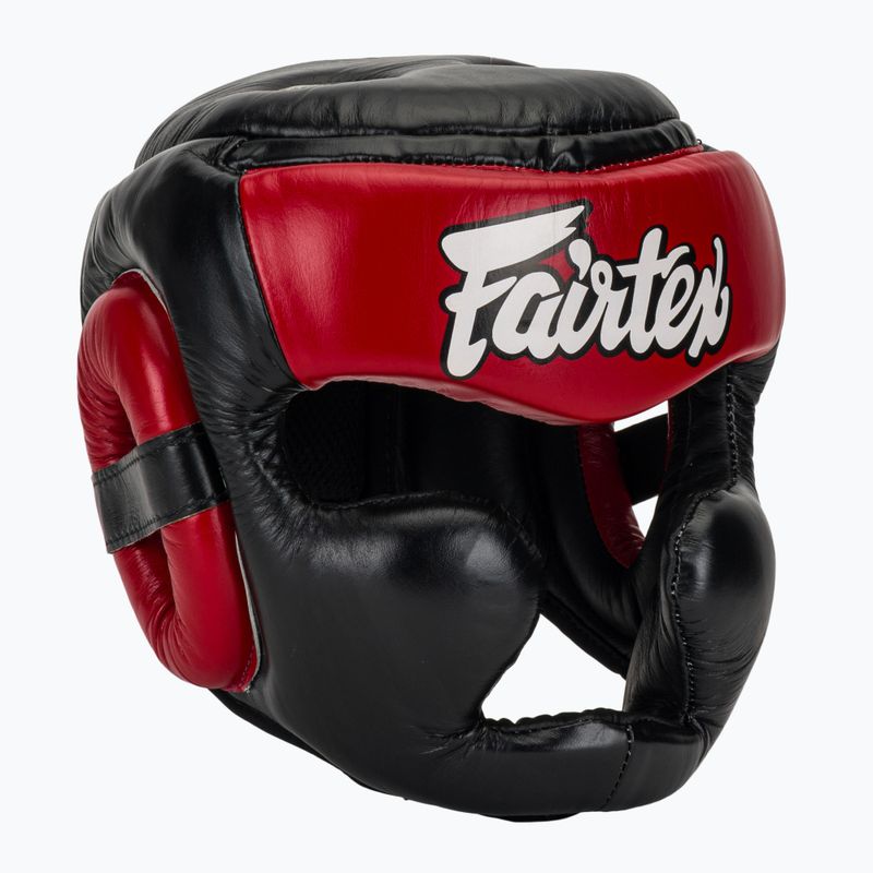 Kask bokserski Fairtex Diagonal Vision Sparring Headguard - Full Head Coverage black/red