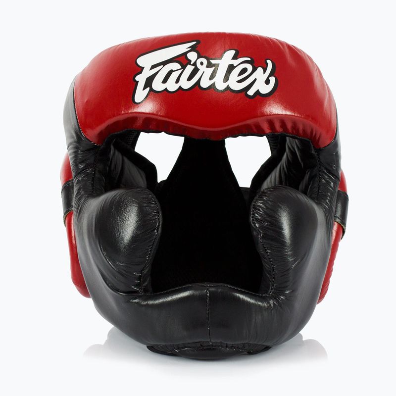 Kask bokserski Fairtex Diagonal Vision Sparring Headguard - Full Head Coverage black/red 2
