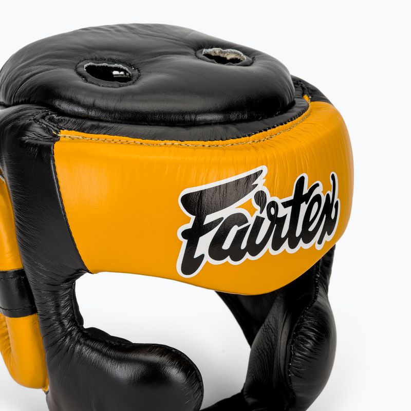 Kask bokserski Fairtex Diagonal Vision Sparring Headguard - Full Head Coverage black/yellow 4