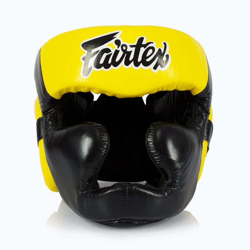 Kask bokserski Fairtex Diagonal Vision Sparring Headguard - Full Head Coverage black/yellow 2
