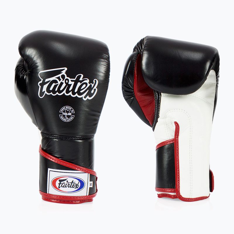 Rękawice bokserskie Fairtex Stylish Angular Sparring - Locked Thumb black/white/red