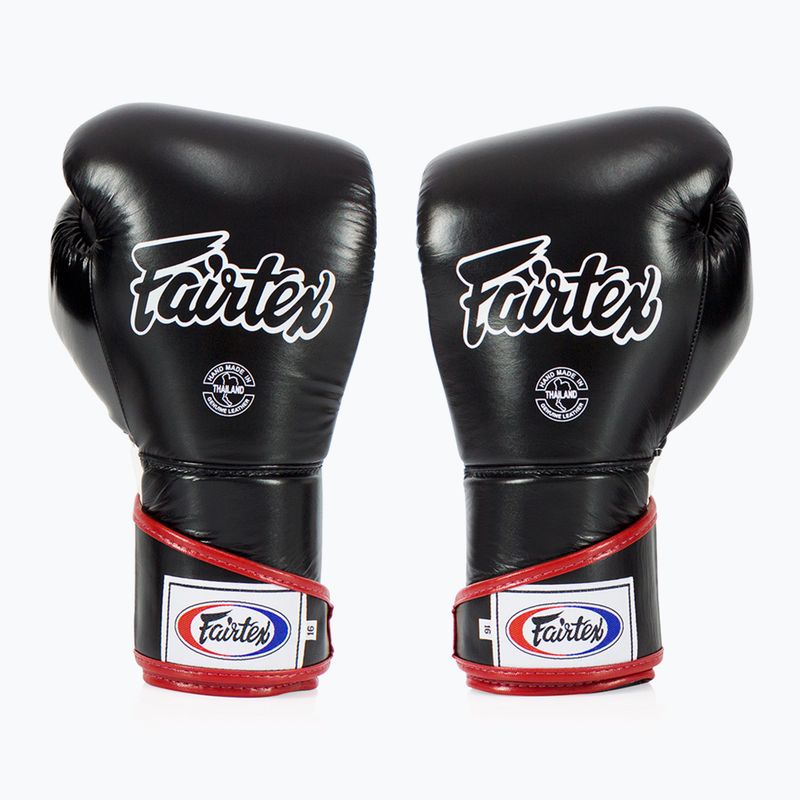 Rękawice bokserskie Fairtex Stylish Angular Sparring - Locked Thumb black/white/red