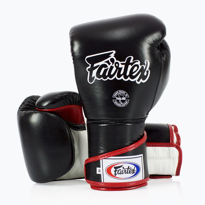 Rękawice bokserskie Fairtex Stylish Angular Sparring - Locked Thumb black/white/red 4