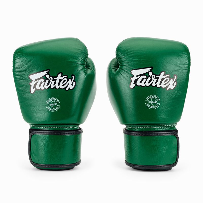 Rękawice bokserskie Fairtex Real Leather Boxing green 2