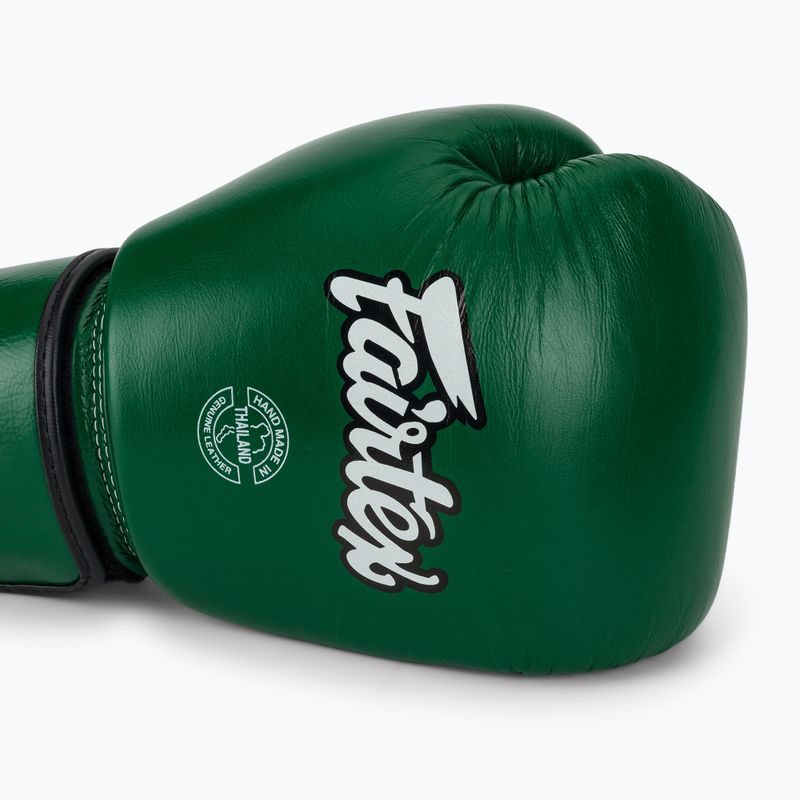 Rękawice bokserskie Fairtex Real Leather Boxing green 5