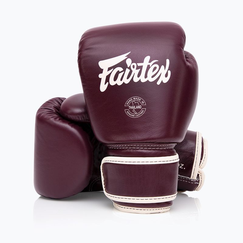 Rękawice bokserskie Fairtex Real Leather Boxing maroon 4