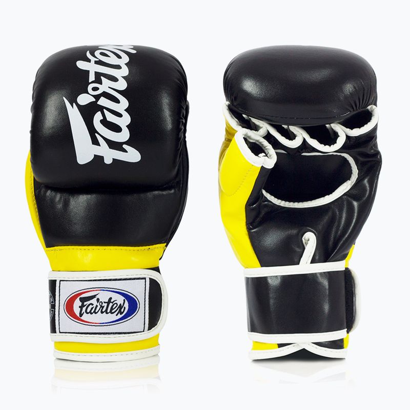 Rękawice grapplingowe Fairtex Super Sparring Grappling black/yellow 2
