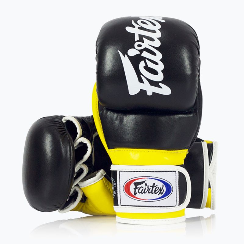 Rękawice grapplingowe Fairtex Super Sparring Grappling black/yellow 4