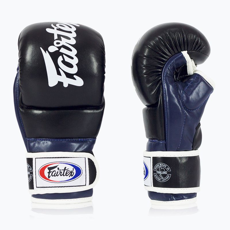 Rękawice grapplingowe Fairtex Super Sparring Grappling black/blue 3