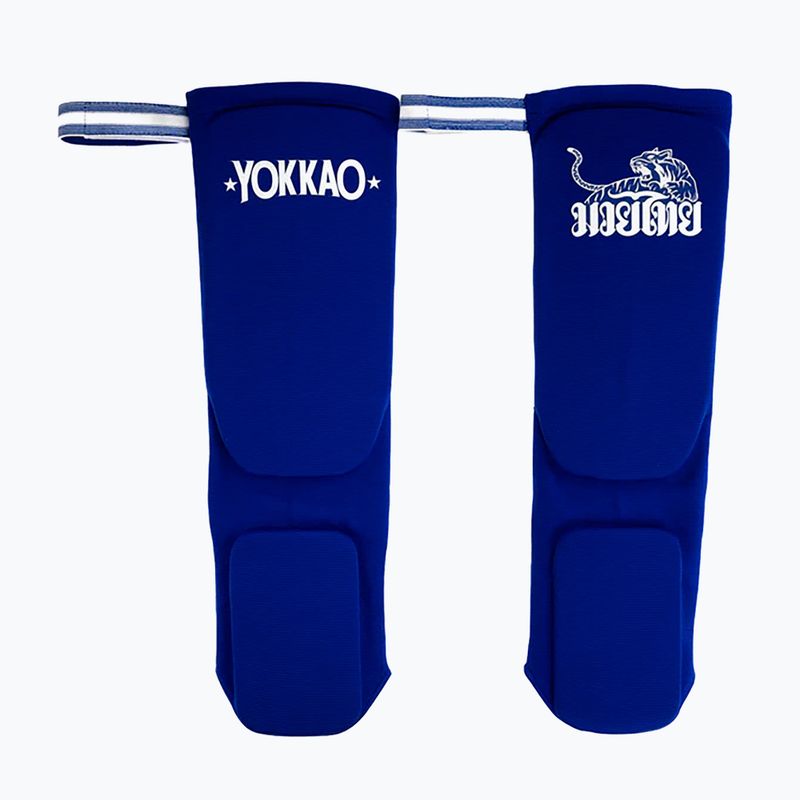 Ochraniacze piszczeli YOKKAO Muay Thai Boxing blue cotton