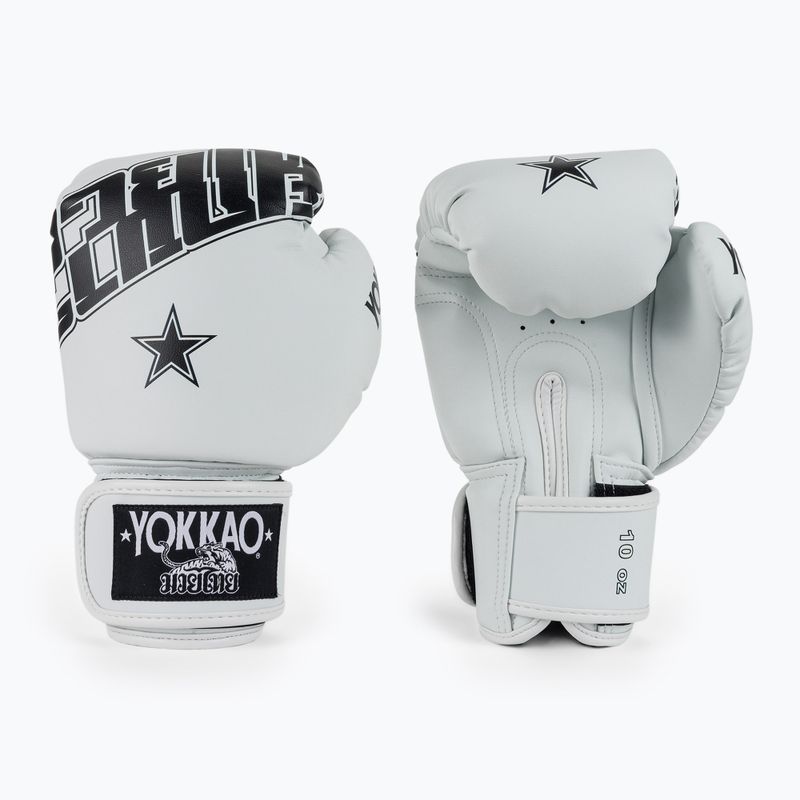Rękawice bokserskie YOKKAO Lettering Boxing white