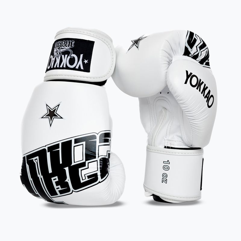 Rękawice bokserskie YOKKAO Lettering Boxing white