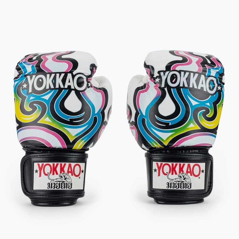 Rękawice bokserskie męskie YOKKAO Flames white 2