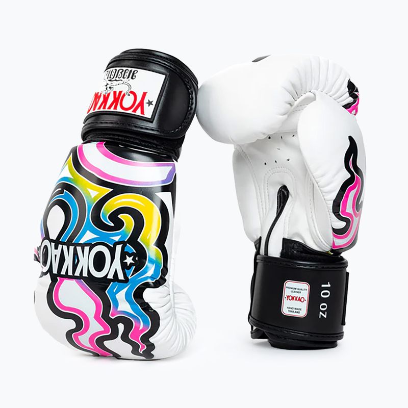 Rękawice bokserskie męskie YOKKAO Flames white 2
