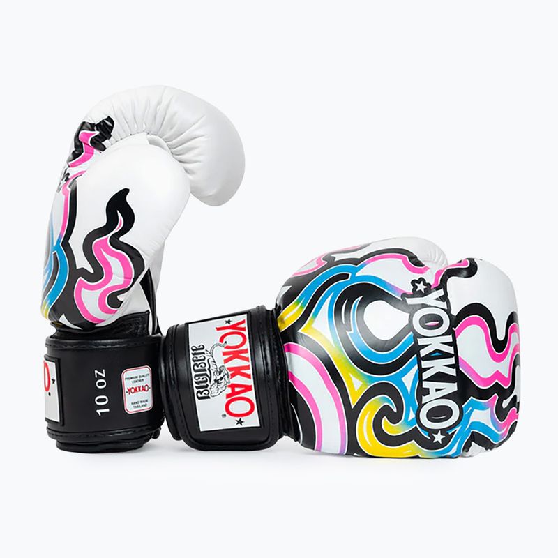 Rękawice bokserskie męskie YOKKAO Flames white 3