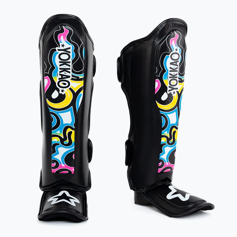 Ochraniacze piszczeli i stóp Yokkao Flames black 2